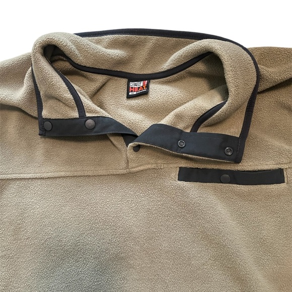 32 Heat Men’s Olive Green Fleece Quarter PullOver Sweater Size XL! With Buttons - Picture 2 of 3